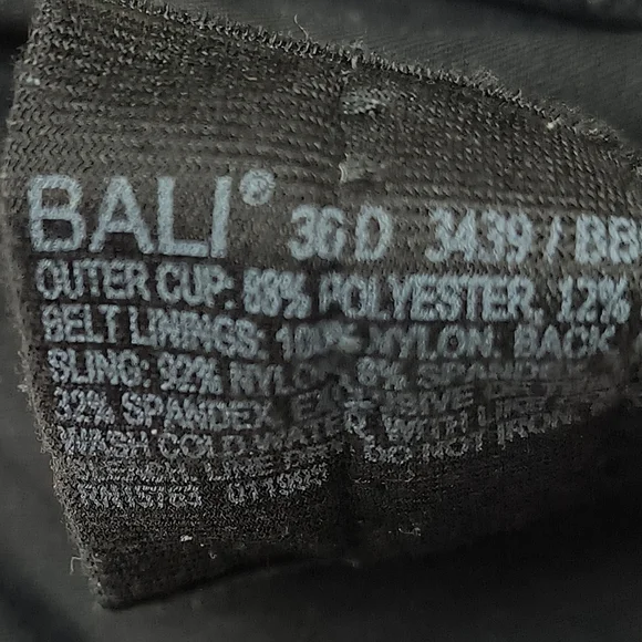 Bali Elegant Black Underwire Bra 36D Underwire - Picture 6 of 6